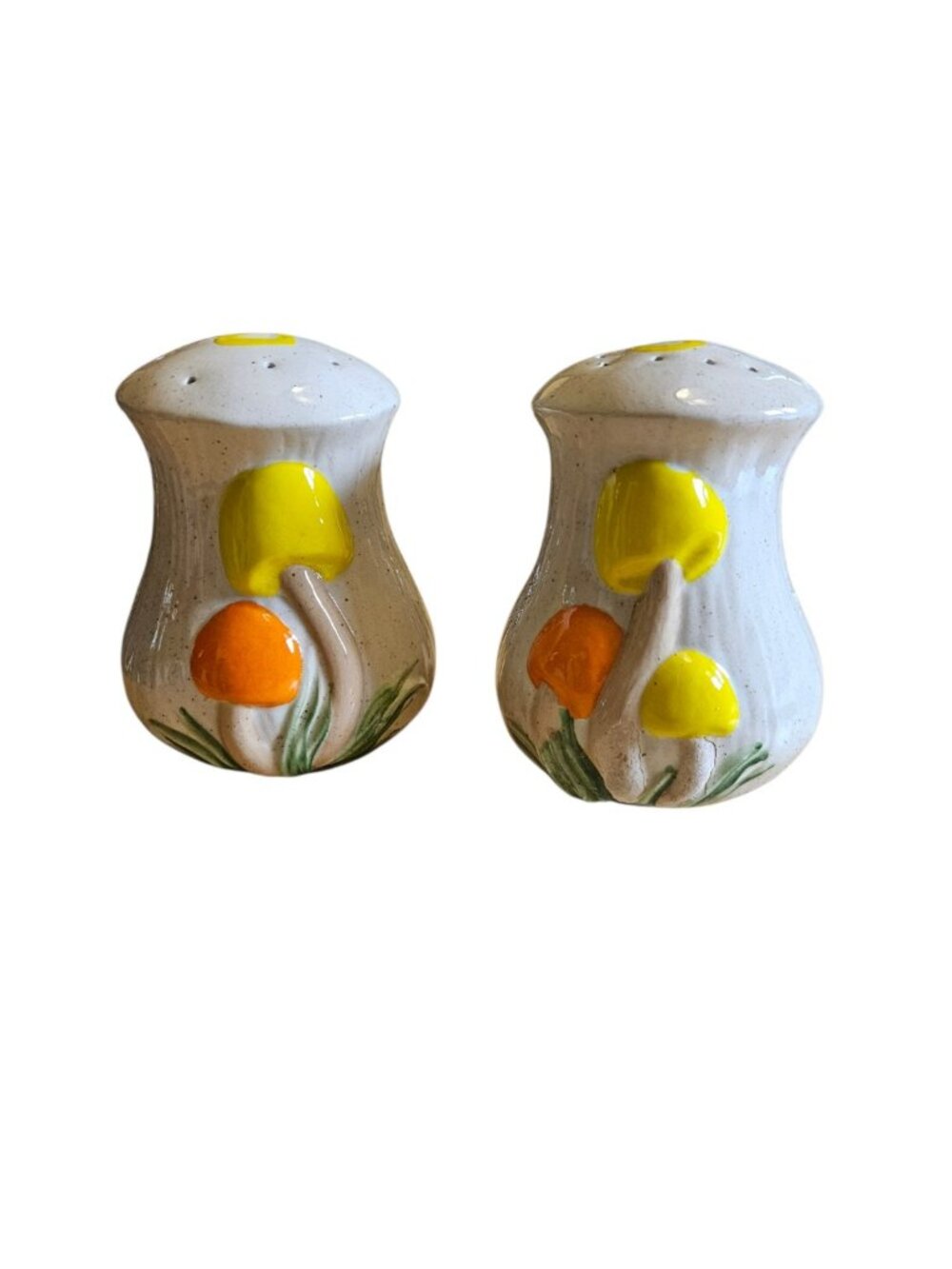 Vintage Caplugs Mushroom Salt & Pepper Shakers Ceramic Toadstool Set 4.5"